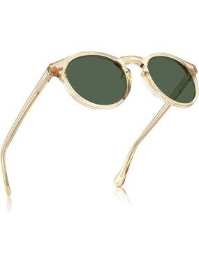 Women's Grey Green Vintage Round Acetate Polarized Sunglasses UV Protection